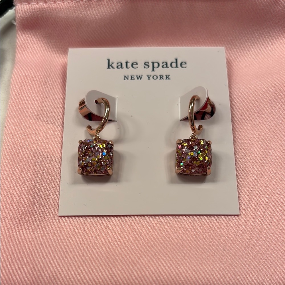 Kate Spade Gold and Pink Crystal Drop Earrings